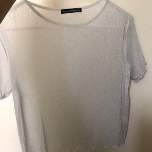 Brandy Melville Sheer Silver Metallic Shirt NWOT